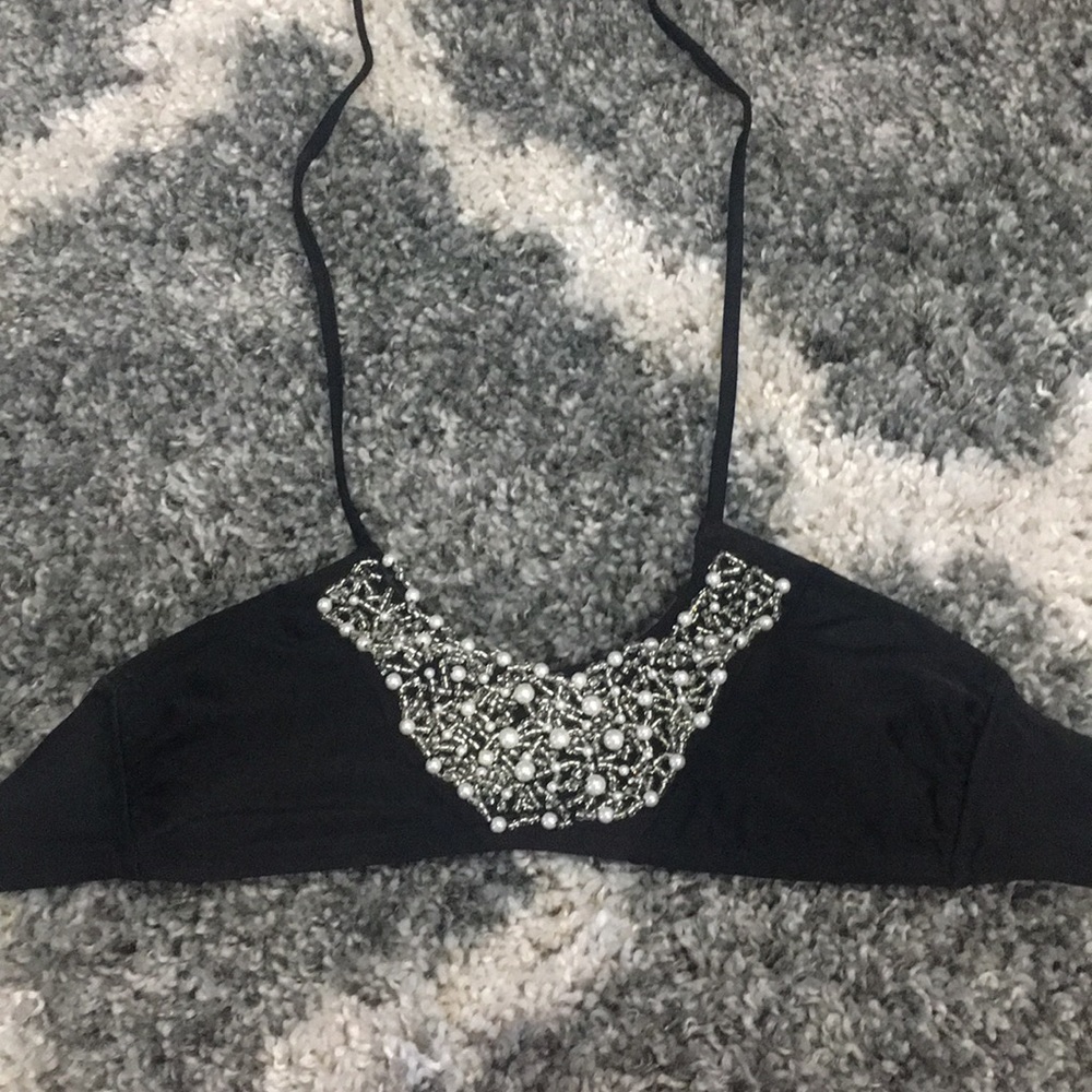 Pearl bedazzle bikini top